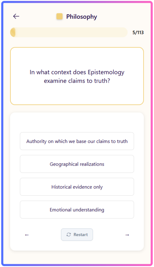 Quiz interface example